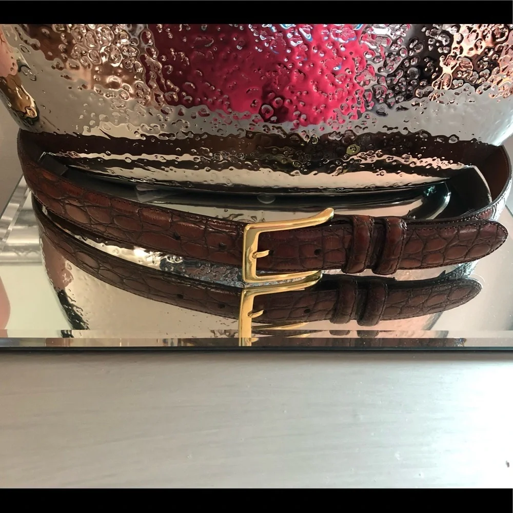 ARDEN LEATHER CO. BELT MENS BROWN FAUX CROC .